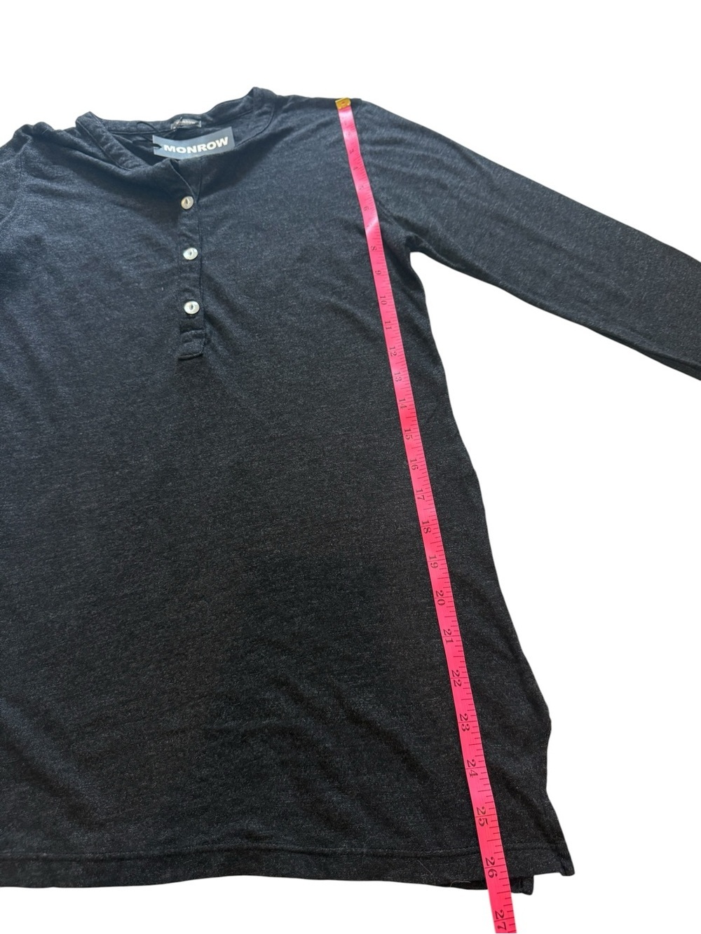 Monrow Black Long-Sleeve Henley Tee - Picture 8 of 9